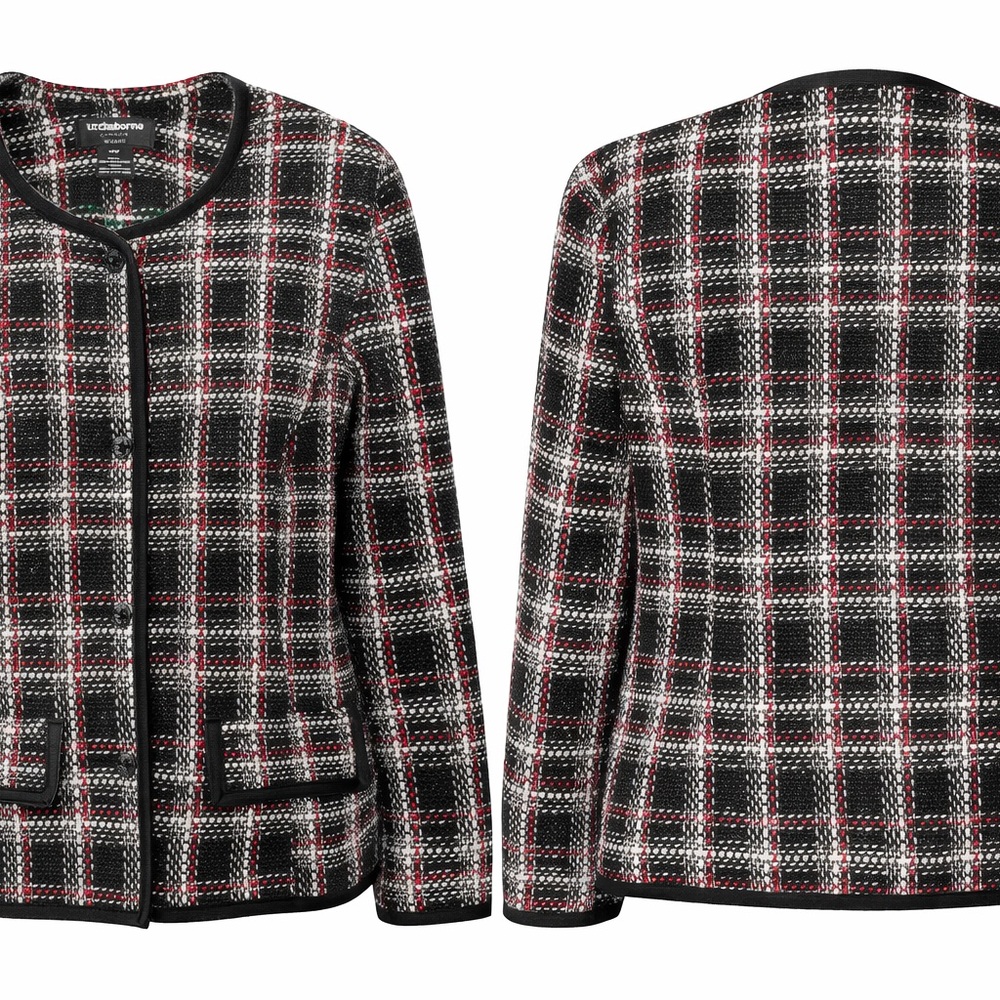 Liz Claiborne Black and Red Checkered Blazer